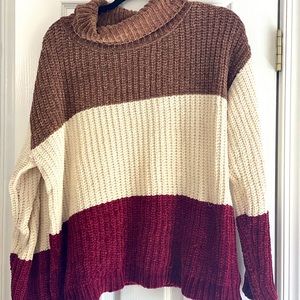 Colorblock Turtleneck Sweater